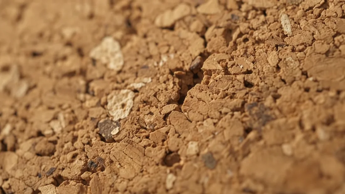 Macro photograph of the natural cork surface, showing its granular structure